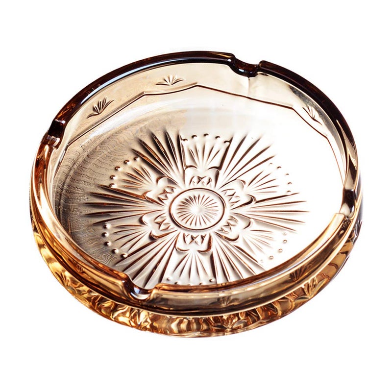 Sizikato Amber Crystal Glass Ashtray.